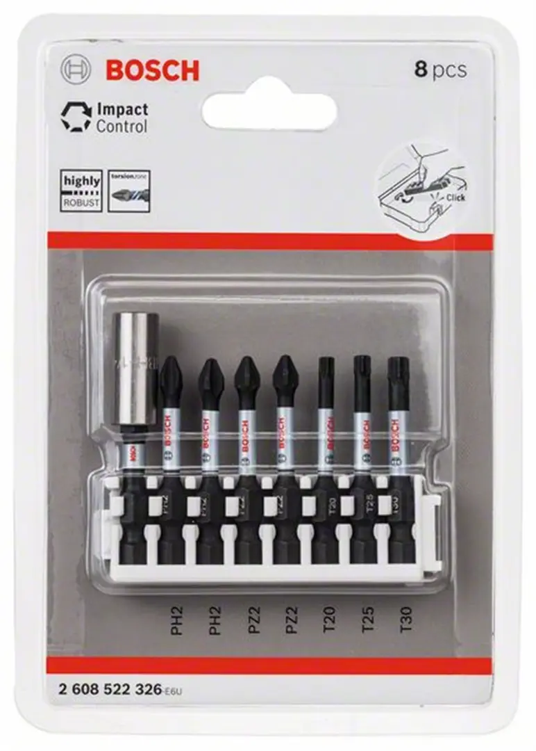 8- delige  schroefbitset   Impact Control Bosch 2608522326