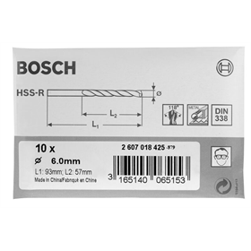 Metaalboren HSS-R, DIN 338 Bosch 2608596563