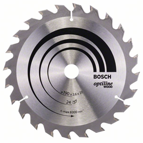 Cirkelzaagblad Optiline Wood 190x20/16mm T24 Bosch 2608640612