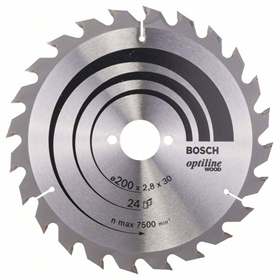Cirkelzaagblad Optiline Wood 200x30mm T24 Bosch 2608640618