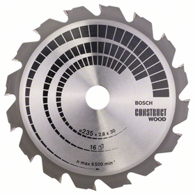 Cirkelzaagblad Construct Wood 235x30/25mm T16 Bosch 2608640636