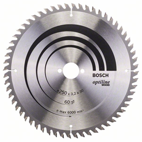 Cirkelzaagblad Optiline Wood 250x30mm T60 Bosch 2608640665