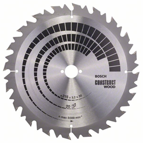 Cirkelzaagblad Construct Wood 315x30mm T20 Bosch 2608640701