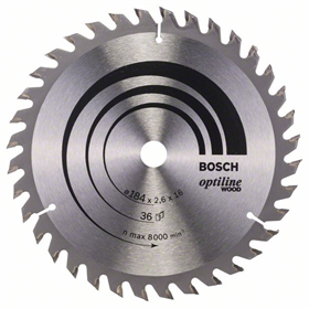 Cirkelzaagblad Optiline Wood 184x16mm T36 Bosch 2608640818