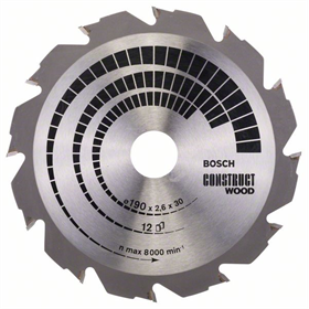 Cirkelzaagblad Construct Wood 190x30mm T12 Bosch Construct Wood