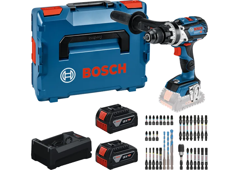 Klopboor-/schroefmachine met accessoires Bosch GSB 18V-110 C 2x5.0Ah SET