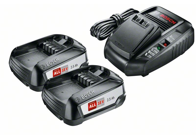 SET 2x accu 18V 2,5Ah en oplader Bosch PBA/AL1830CV