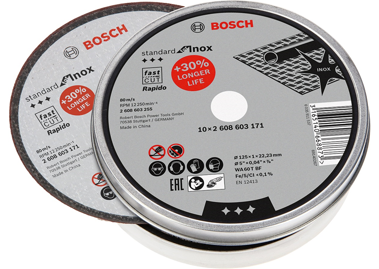 Doorslijpschijf Recht 10 stuk Bosch Standard for Inox Rapido