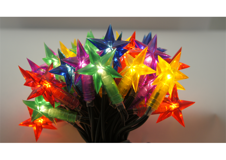 Kerstverlichting 50 x LED ster multicolor 4,9 mtr Bulinex 31-541