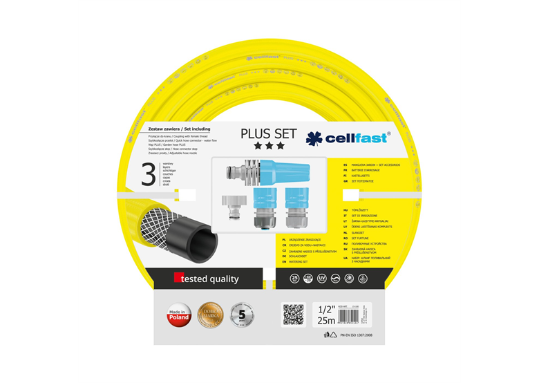 Tuinslangset 1/2" 25m PLUS met IDEAL sproeier Cellfast C 10-290