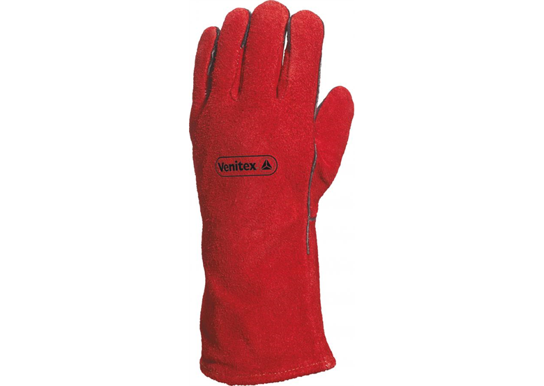 Lashandschoenen van gespleten rund maat 10 rood DeltaPlus Venitex CA515R