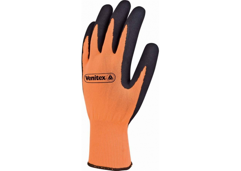 Handschoenen gemaakt van polyester fluorescerend bekleed met latex schuim, oranje, maat 7 DeltaPlus Venitex VV733APOLLON