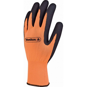 Handschoenen gemaakt van polyester fluorescerend bekleed met latex schuim, oranje, maat 9 DeltaPlus Venitex VV733APOLLON