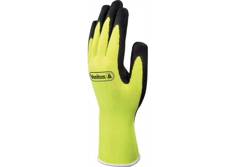 Werkhandschoenen gebreid fluorescerende polyester met latex schuim, geel maat 8 DeltaPlus Venitex VV733APOLLON