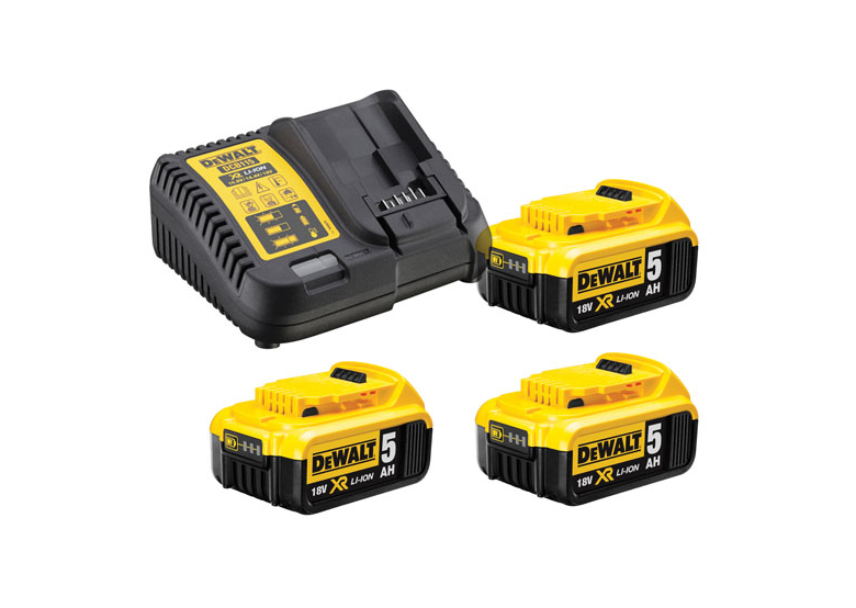 Set accu 5.0Ah 18V met lader DeWalt DCB115P3