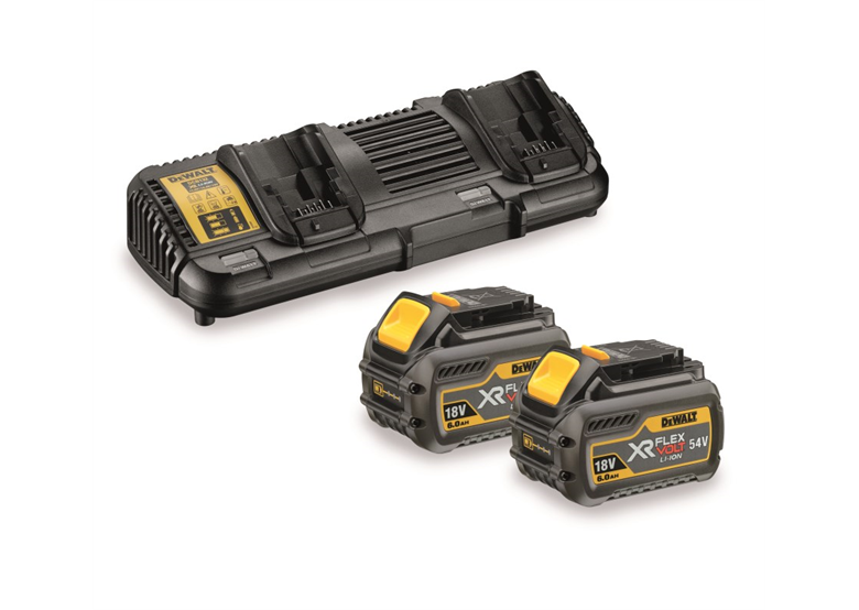 Set oplader en accu's 54/18V 2.0/6.0Ah DeWalt FLEXVOLT DCB132T2