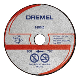Snijschijf metaal en kunststof 77x11,1mm, 3st. Dremel DSM510