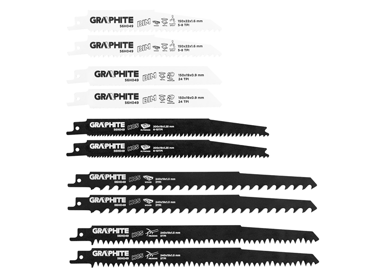 Reciprozaagbladen, 10st. Graphite 56H049