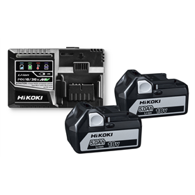 Startersset 18V: Accu 2x5,0Ah BSL1850 + oplader UC18YSL3 Hikoki UC18YSL3 WGZ