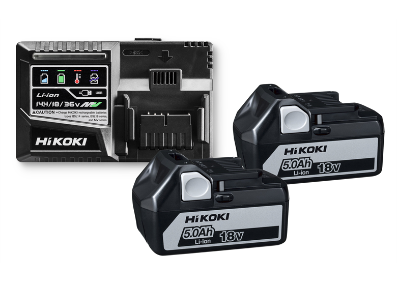 Startersset 18V: Accu 2x5,0Ah BSL1850 + oplader UC18YSL3 Hikoki UC18YSL3 WGZ