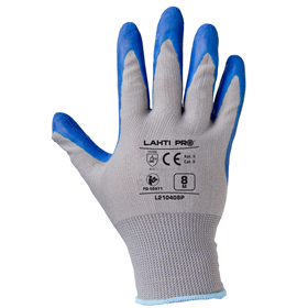 Werkhandschoenen polyester, latex L210408P, 12 paar, 8 Lahti Pro L210408W