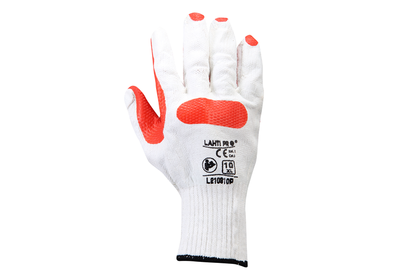 Werkhandschoenen met latexcoating, wit-rood, 12 paar, 10 Lahti Pro L210910W