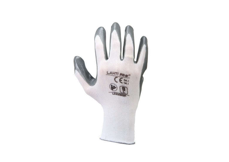 Werkhandschoenen met nitril coating, grijs-wit, 12 paar, 7 Lahti Pro L220307W
