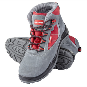 Werkschoenen/hoog, suède leer/Oxford stof, grijs-rood, s1p src, 45 Lahti Pro L3011945