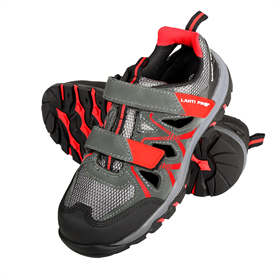Werkschoenen sandalen, suède/mesh-stof grijs-rood s1 sra, 47 Lahti Pro L3060347