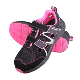 Dames sandalen in suède/mesh-stof zwart - roze, s1 src, 38 Lahti Pro L3060438