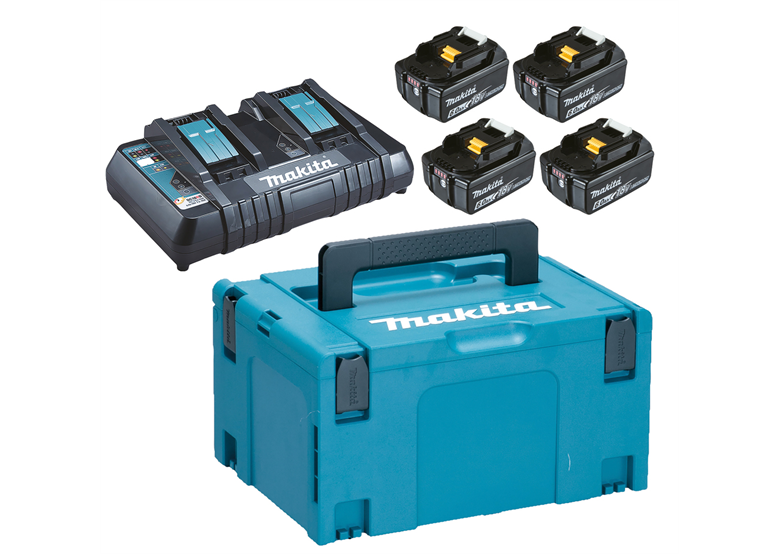 Accu's 18V 6,0Ah (4x) en oplader Makita 198091-4