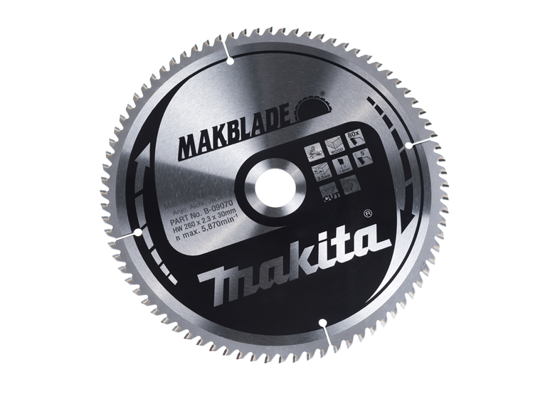 Zaagblad MAKBLADE MSF26080G 260x30mm T80 Makita B-09070