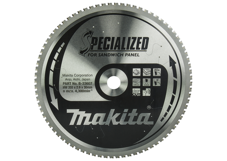 Gespecialiseerde snijschijf 355x30mm, 80T Makita B-33607