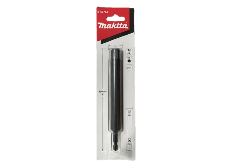 150 mm zeskantadapter van 1/4 inch naar 1/2 inch vierkant Makita B-57744