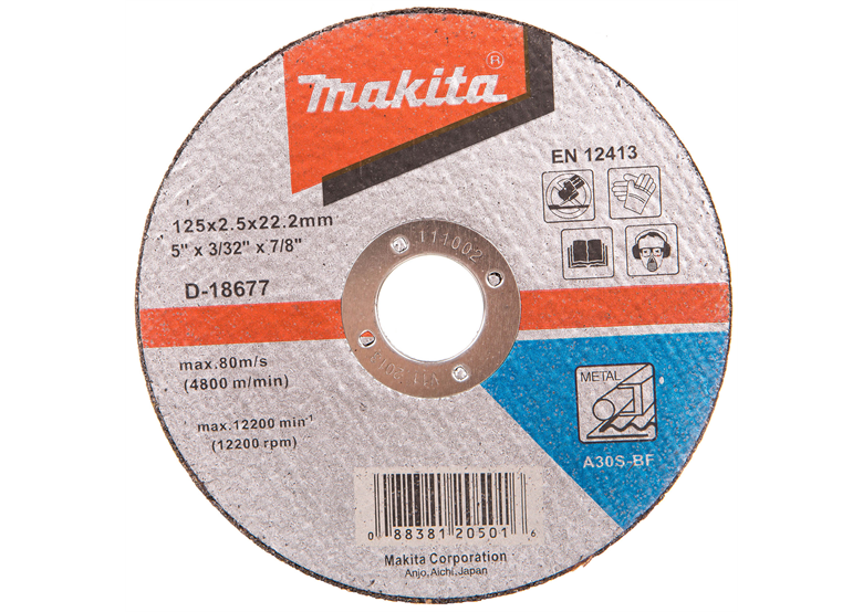 Doorslijpschijf voor metaal 125x2,5 mm A30S Makita D-18677