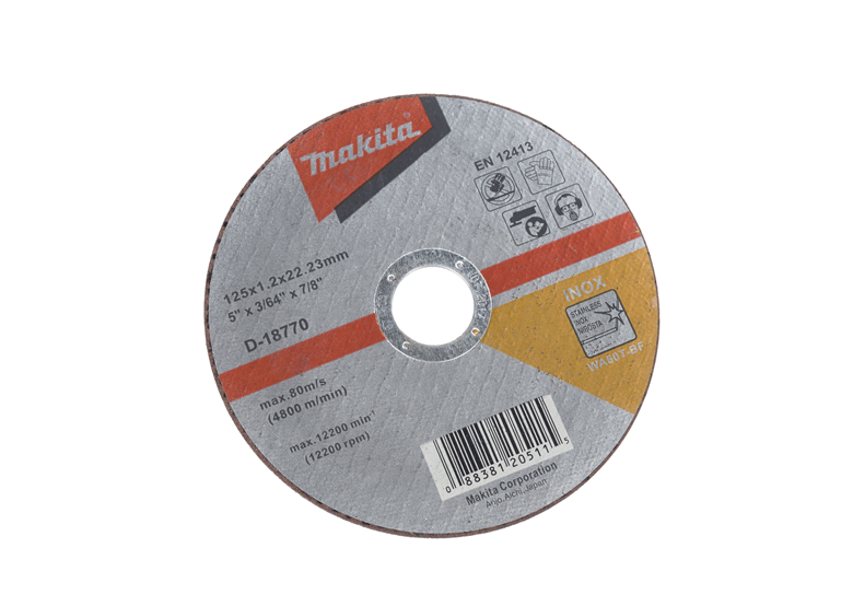 Doorslijpschijf INOX 125x1.2mm Makita D-18770