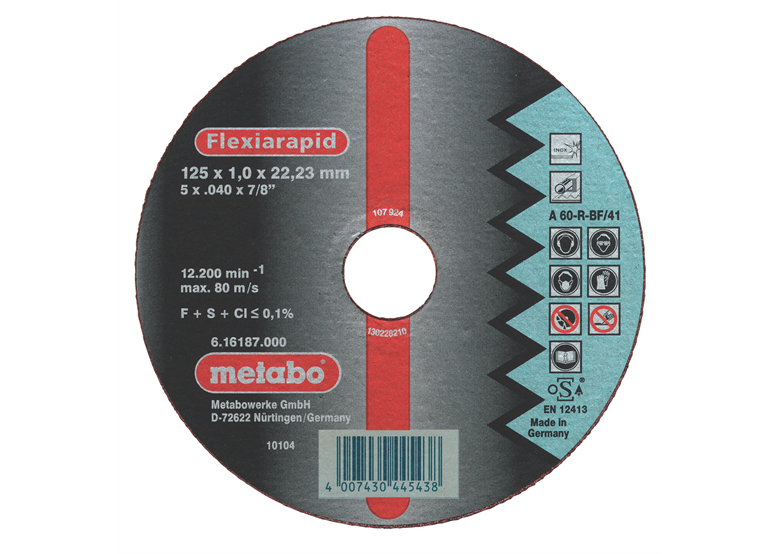 Zaagblad Flexiarapid A 60-R 125×1,0×22,2mm voor roestvrij staal Metabo 616187000
