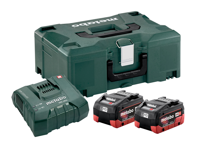 Set 2 accu's 18V LiHD 5.5Ah met ASC Ultra-oplader Metabo 685077000