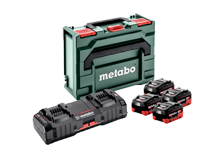 Set 4 accu's 18V LiHD 8.0Ah met 2x ASC Ultra-oplader in MetaLoc Metabo 685135000