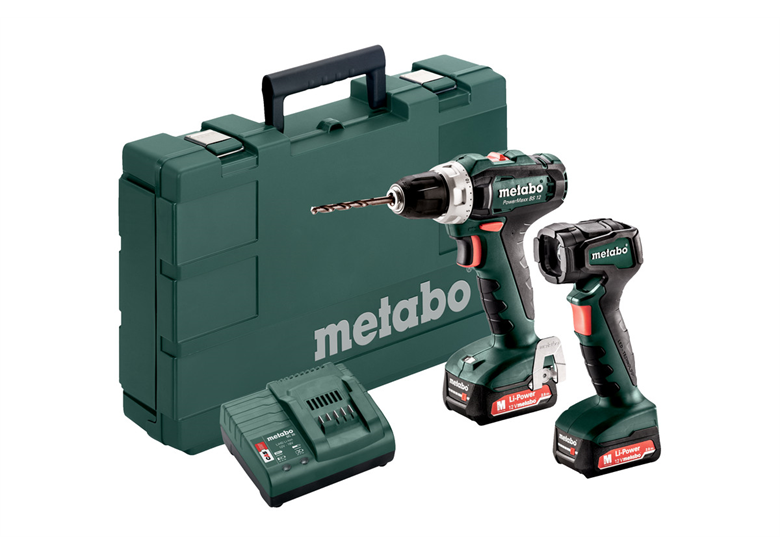 Accu-boorschroefmachinemet LED-lamp Metabo PowerMaxx BS 12 + ULA 12 LED