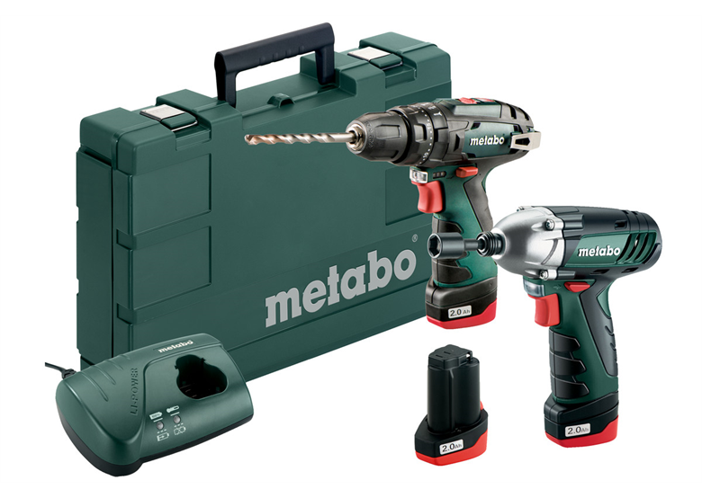 10.8V elektrisch gereedschapset Metabo PowerMaxx Combo Set 10.8V PowerMaxx SB+SSD 3x2.0Ah
