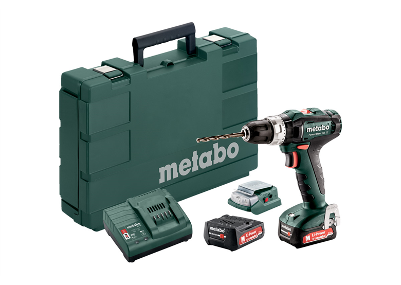Klopboor-/schroefmachine met power-adapter USB Metabo PowerMaxx SB 12 + PA 12 LED-USB