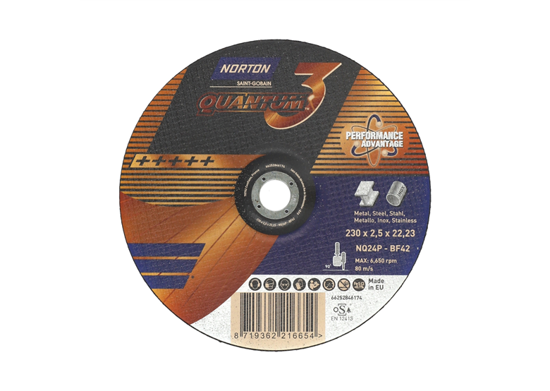 Slijpschijf voor snijden Norton NQ24P-230x2.5x22.23-T42 NOR-Quantum 3