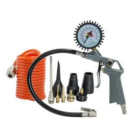 Luchtgereedschapset: pistool met manometer, slang PE 3m, adapters Pansam A532008