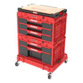 Ladeset op verrijdbaar platform Qbrick System ONE 2.0 WORKSHOP DRAWERS SET nr 5 RED Ultra HD Custom