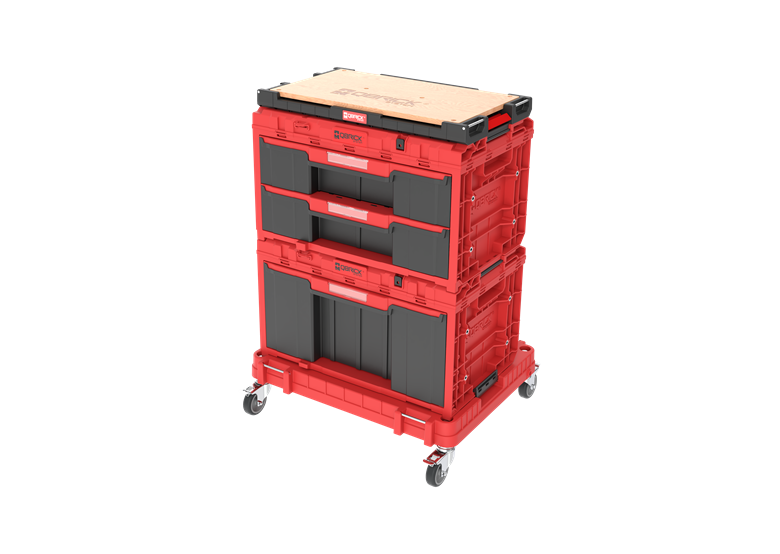 Ladeset op verrijdbaar platform Qbrick System ONE 2.0 WORKSHOP DRAWERS SET nr 7 RED Ultra HD Custom
