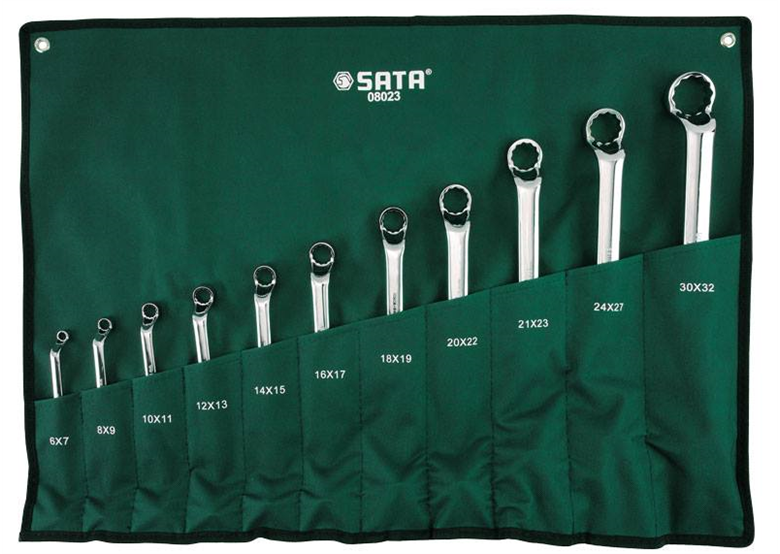 Ringsleutel set 11-delig, deep offset 70% Sata S08023