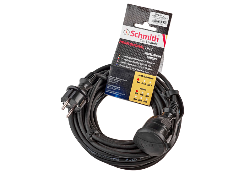 Rubberen verlengkabel 3x1,5mm, 30m, zwart Schmith SPPLJ-2-30