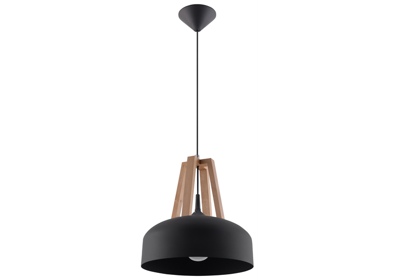 Hanglamp CASCO zwart/natuurlijk hout Sollux Lighting Peach Puff