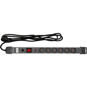 Verdeelstekker met overspanningsbeveiliging 6 stopcontacten,3m. Aluminium Sthor 72373